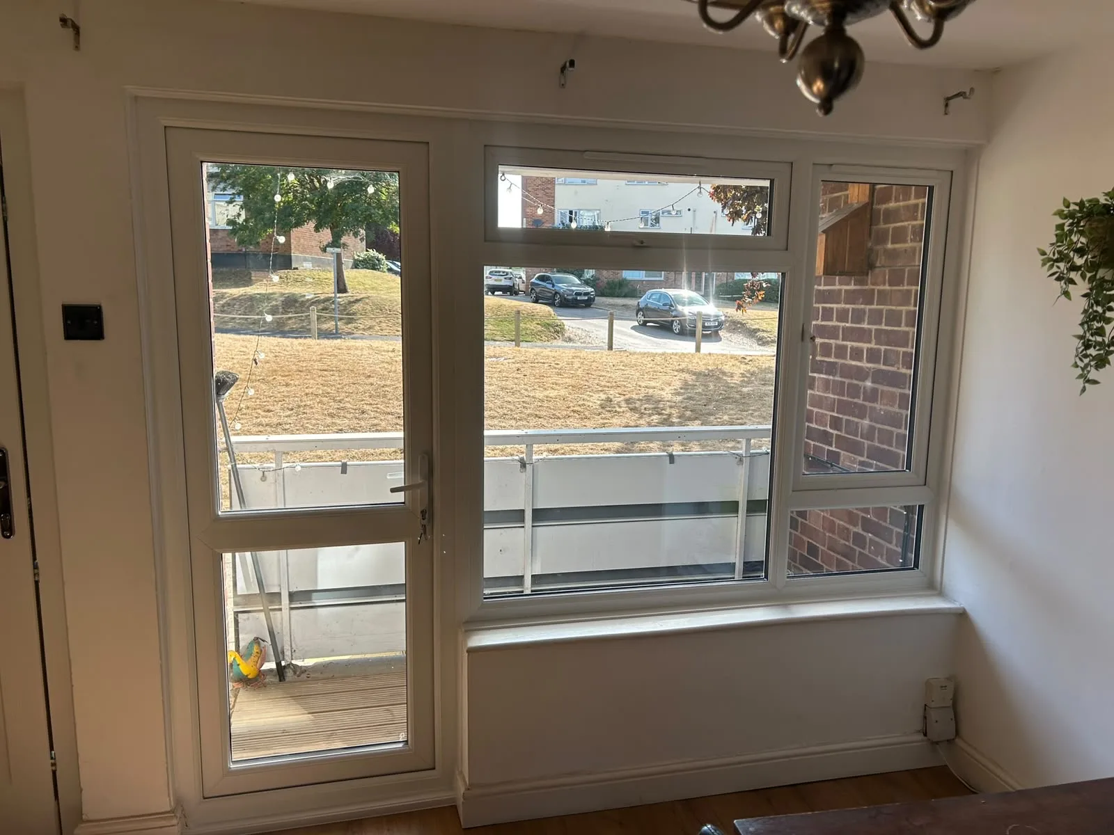 New window from inside the lounge, looking out to the street